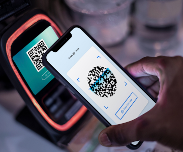 Mobile phone scans the code